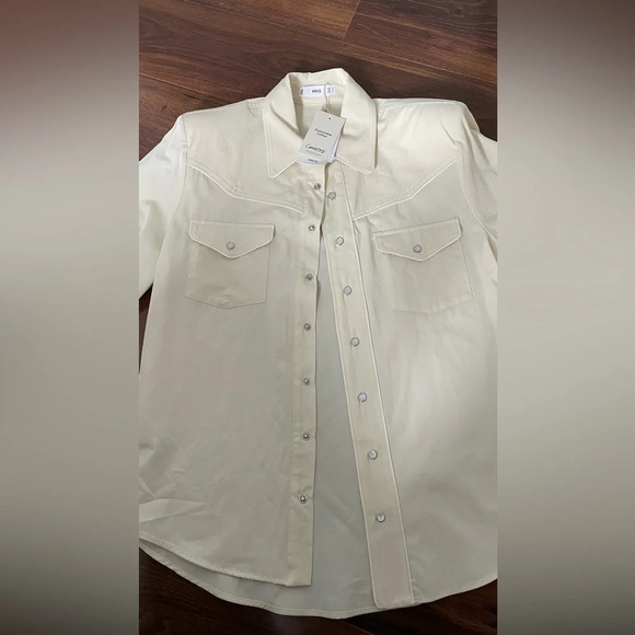 NWT MANGO Cotton shirt with shoulder pads size M - Picture 4 of 7